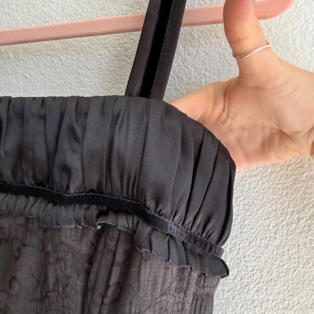 Vintage 90s Guess Jeans Dragon Jacquard Corset Satin & Velvet Dress in Black XS - Picture 4 of 14